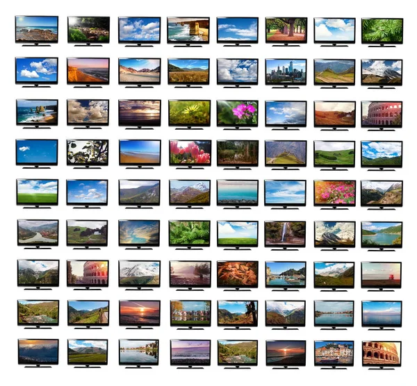 Monitores Televisión Con Las Imágenes —  Fotos de Stock