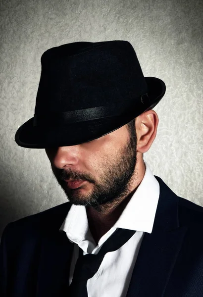 Uomo Retrò Con Cappello — Foto Stock