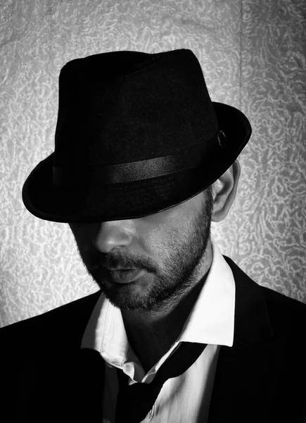 Uomo Retrò Con Cappello — Foto Stock