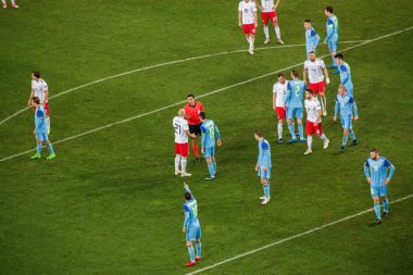 Tbilisi, Georgia-Kasım 19,2018: Gürcistan ve Kazakistan Tiflis futbol oyunu