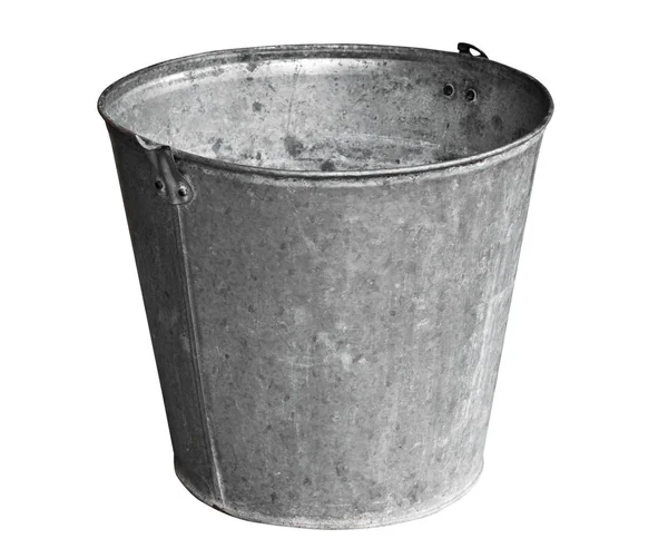 Old Metal Bucket Isolated White — Stock Photo, Image