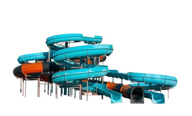 Aquapark slaytlar üzerinde beyaz izole