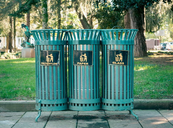 Garbage bins in the park
