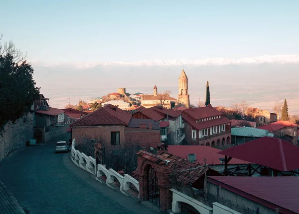 Sighnaghi, Kakheti, Geórgia - 4 de março de 2019: Famoso resort Signaghi na Geórgia, Cidade do amor — Fotografia de Stock