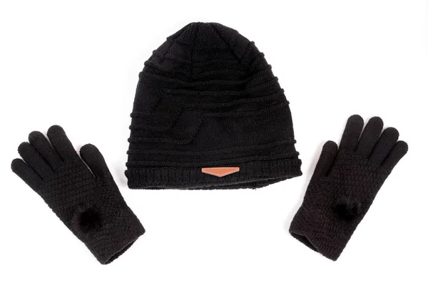 Winter hat and the gloves on white — Stock Photo, Image