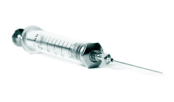 Syringe closeup on the white background — Stock Photo, Image