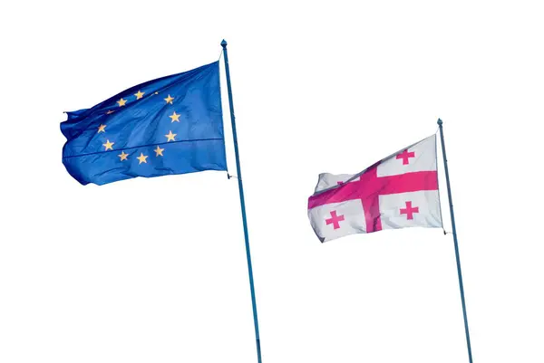 EU and Georgia flag isolated on the white — Stock Photo, Image