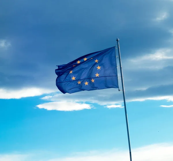 EU flag isolated on the sky — Stock Photo, Image