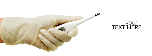 Thermometer in hand with the copy space — Stock Photo, Image