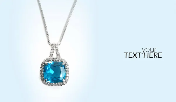 Blue necklace with the copy space — Stock Photo, Image