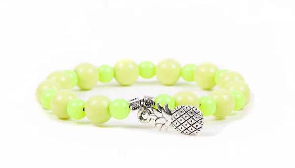 Beaded Bracelet White Surface — Stock Photo, Image