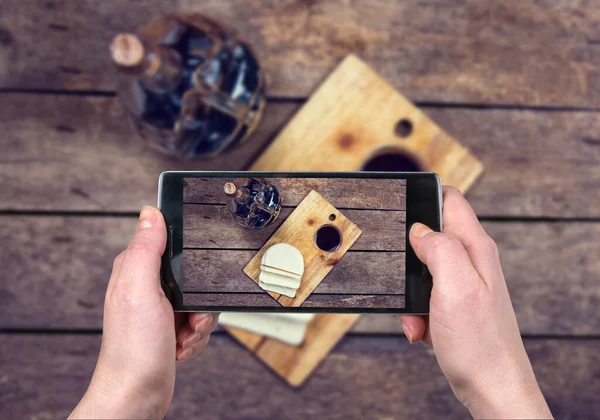 Tirar Foto Comida Com Smartphone — Fotografia de Stock