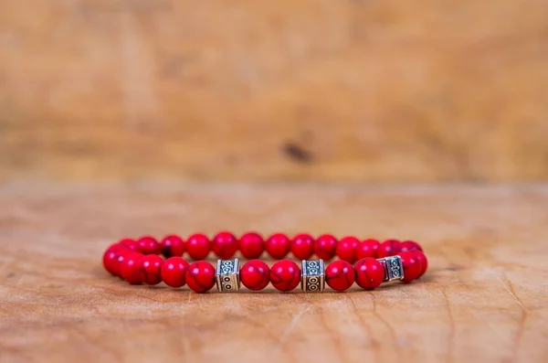 Bead Bracelet Wooden Table — Stock Photo, Image