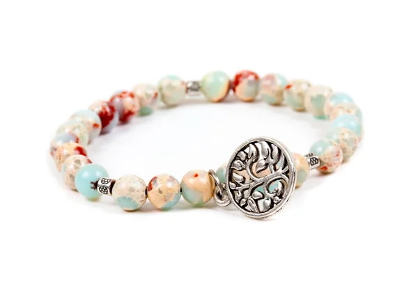 Pulsera Cuentas Superficie Blanca — Foto de Stock