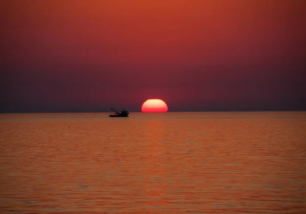 Puesta Sol Mar Batumi Georgia — Foto de Stock