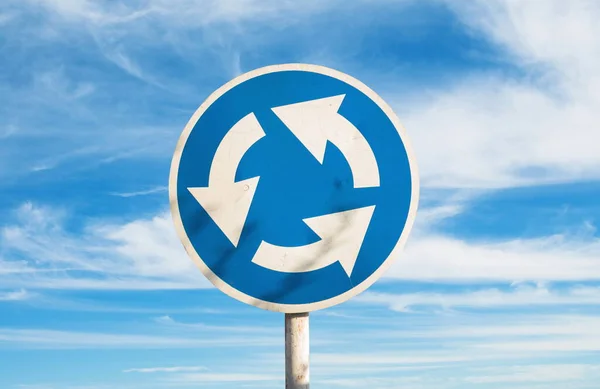 Closeup Roundabout Sign City — Stock Photo, Image