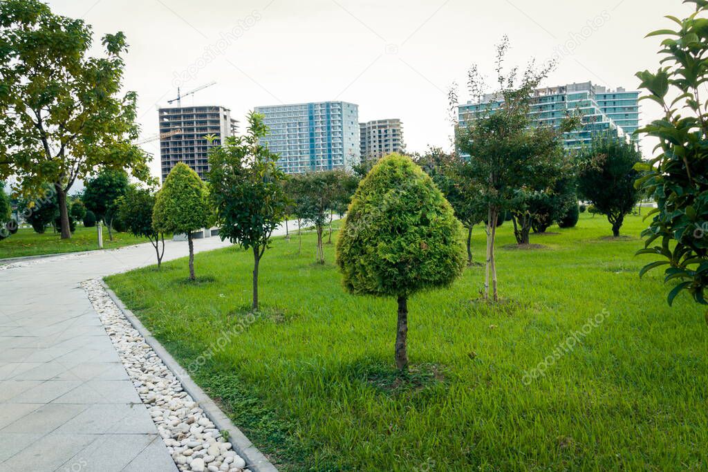 Modern park in Batumi city. Batumi . Georgia