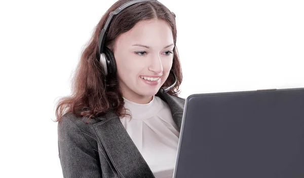 Centro de llamadas closeup.employee comunicarse con el cliente — Foto de Stock