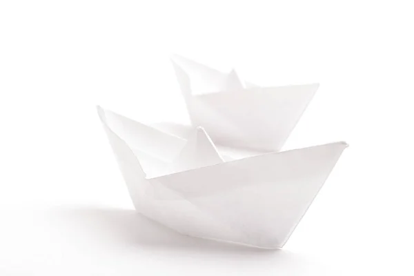Two white boat , made in the technique of origami — Stock Photo, Image