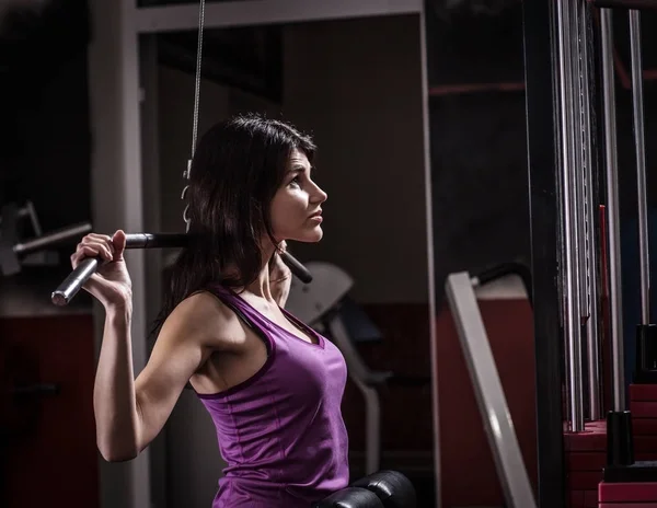 Young Business Woman Doing Exercise Fitness Machine Fitness Club Photo — Stock Photo, Image