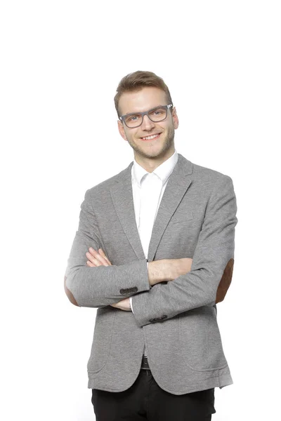 Retrato de um jovem empresário de sucesso.isolado em branco — Fotografia de Stock