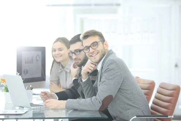 Successful business team sitting at the Desk — Stock Photo, Image