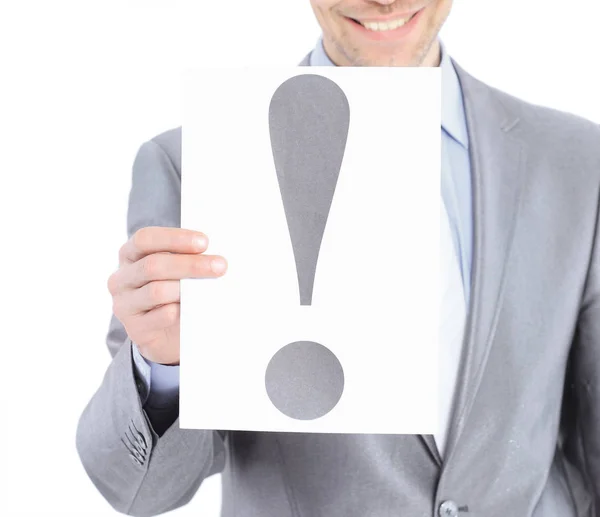 Nice businessman, with a exclamation mark. — Stock Photo, Image