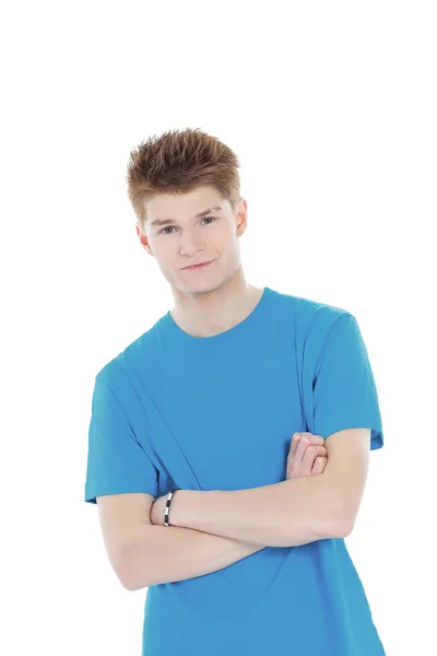 Портрет современного парня в голубой рубашке . — стоковое фото