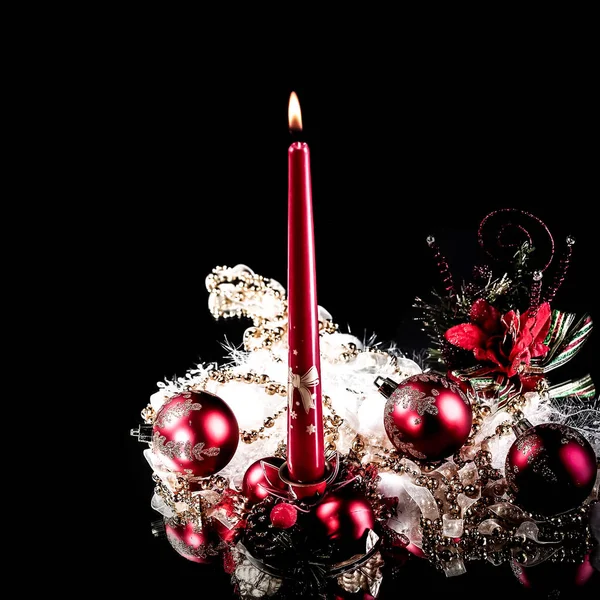 Beautiful Christmas composition on a black background. — Stock Photo, Image