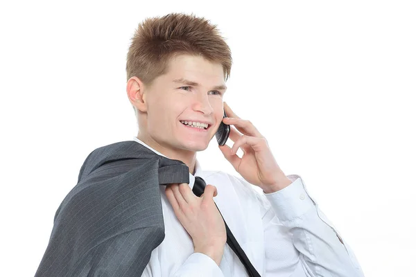 Closeup.Manager talking on his mobile phone — Stock Photo, Image