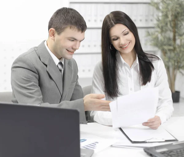 Younger Employees Working Financial Documents Office — Stock Photo, Image