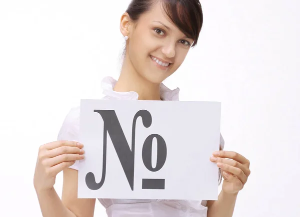 Mujer de negocios mostrando cartel con el número de palabra  . — Foto de Stock