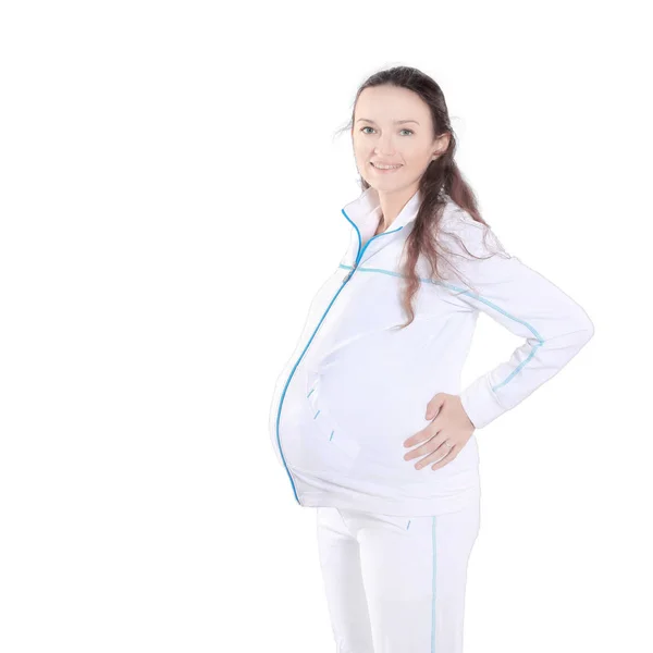 Retrato de una hermosa mujer embarazada.aislado en blanco —  Fotos de Stock