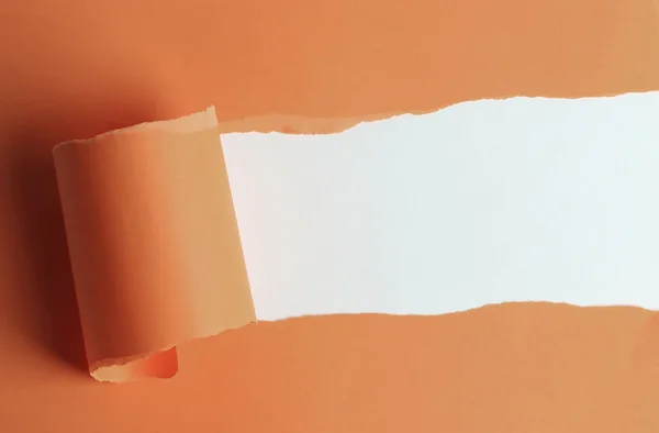Foglio strappato arancione su uno sfondo bianco . — Foto Stock