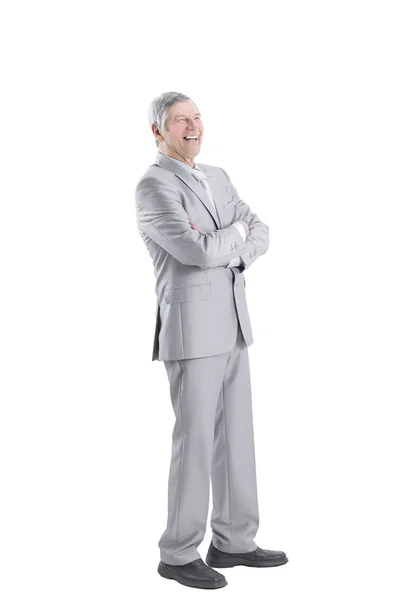 In full growth. laughing cheerful Mature businessman — Stock Photo, Image