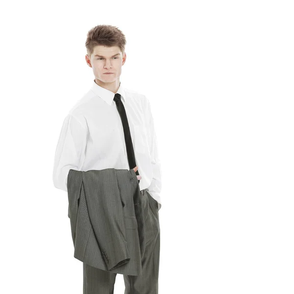Portrait of a serious young businessman .isolated on a white — Stock Photo, Image