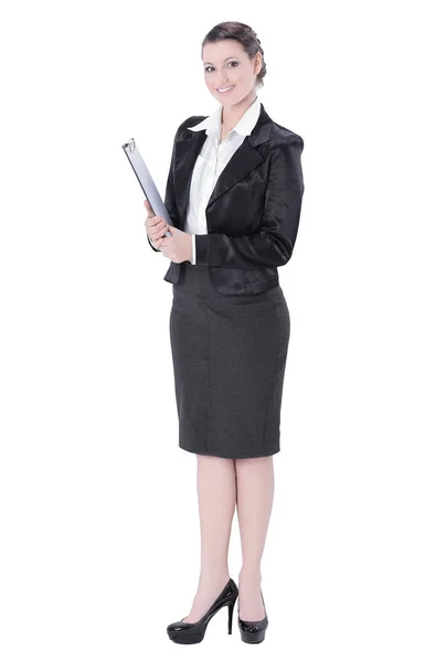 In full growth.Executive business woman with documents — Stock Photo, Image