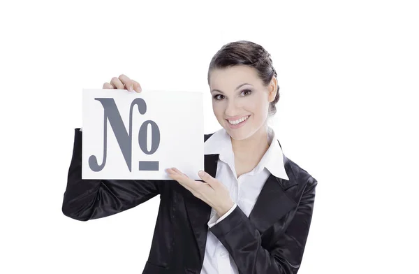 Förvirrad affärskvinna visar symbol nummer .isolated på vit — Stockfoto