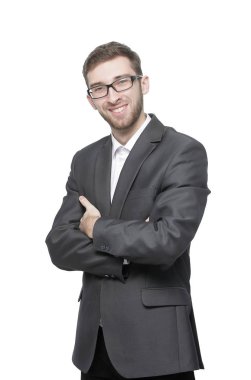 beyaz üzerine kendine güvenen genç businessman.isolated portresi