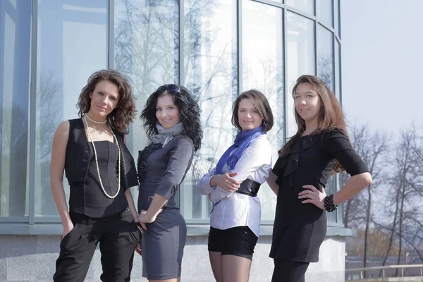 Office colleagues standing near the office building — Stock Photo, Image