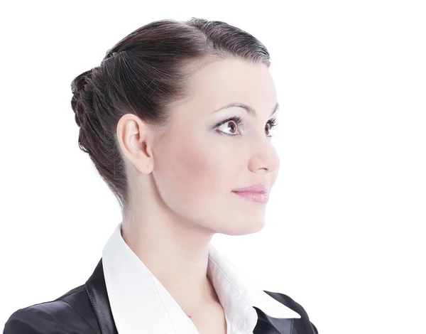 Closeup.Portrait av säker business woman.isolated på vit — Stockfoto