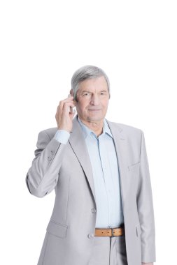 telefon phone.i ile kendine güvenen üst düzey iş adamı