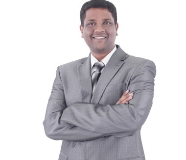 başarılı genç businessman.isolated bir beyaz