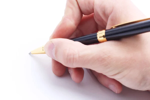 .hand closeup ενός επιχειρηματία υπογραφή της σύμβασης. — Φωτογραφία Αρχείου