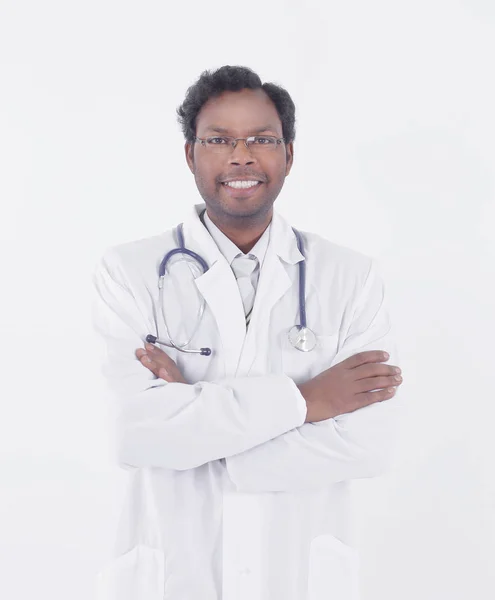 Retrato de um terapeuta de sucesso .isolated em um branco — Fotografia de Stock