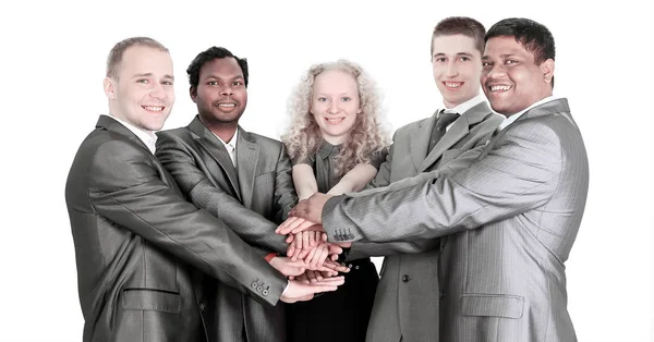 Equipo de negocios internacional mostrando unidad con sus manos toge — Foto de Stock