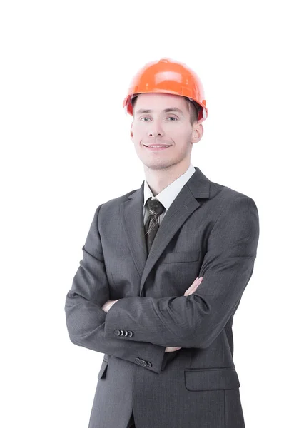 Retrato de um engenheiro civil bem sucedido .isolated em um branco — Fotografia de Stock