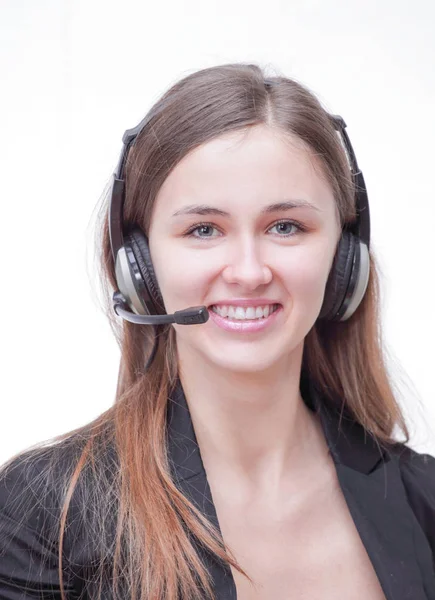 Retrato de una operadora sonriente centro de llamadas . — Foto de Stock