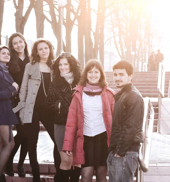 Group of students standing on the street — Stock Photo, Image