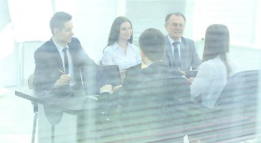 workshop.business arka plan, arkasından glass.the görüntü iş takım